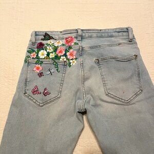 Zara Factory Destroyed Stretch Hand Painted Jeans Size 28